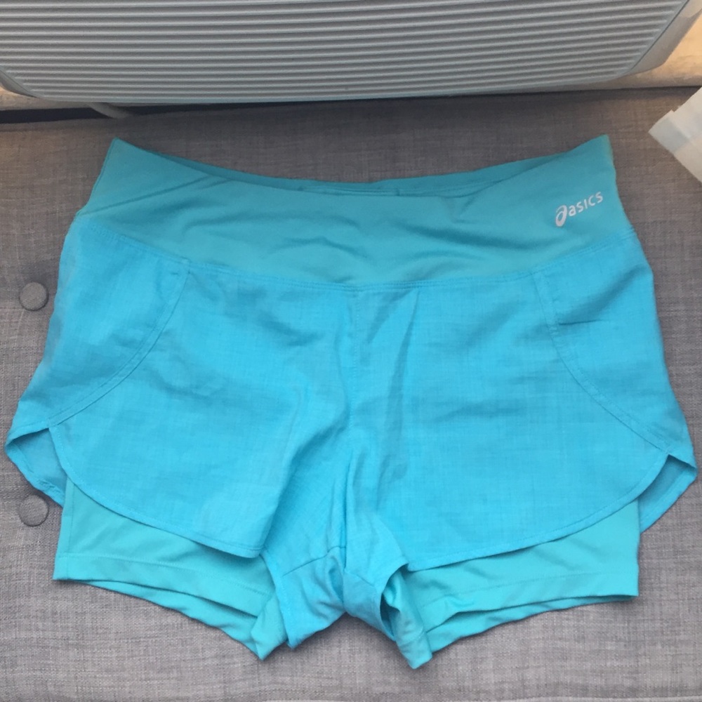 ASICS lined running shorts teal size M NWOT